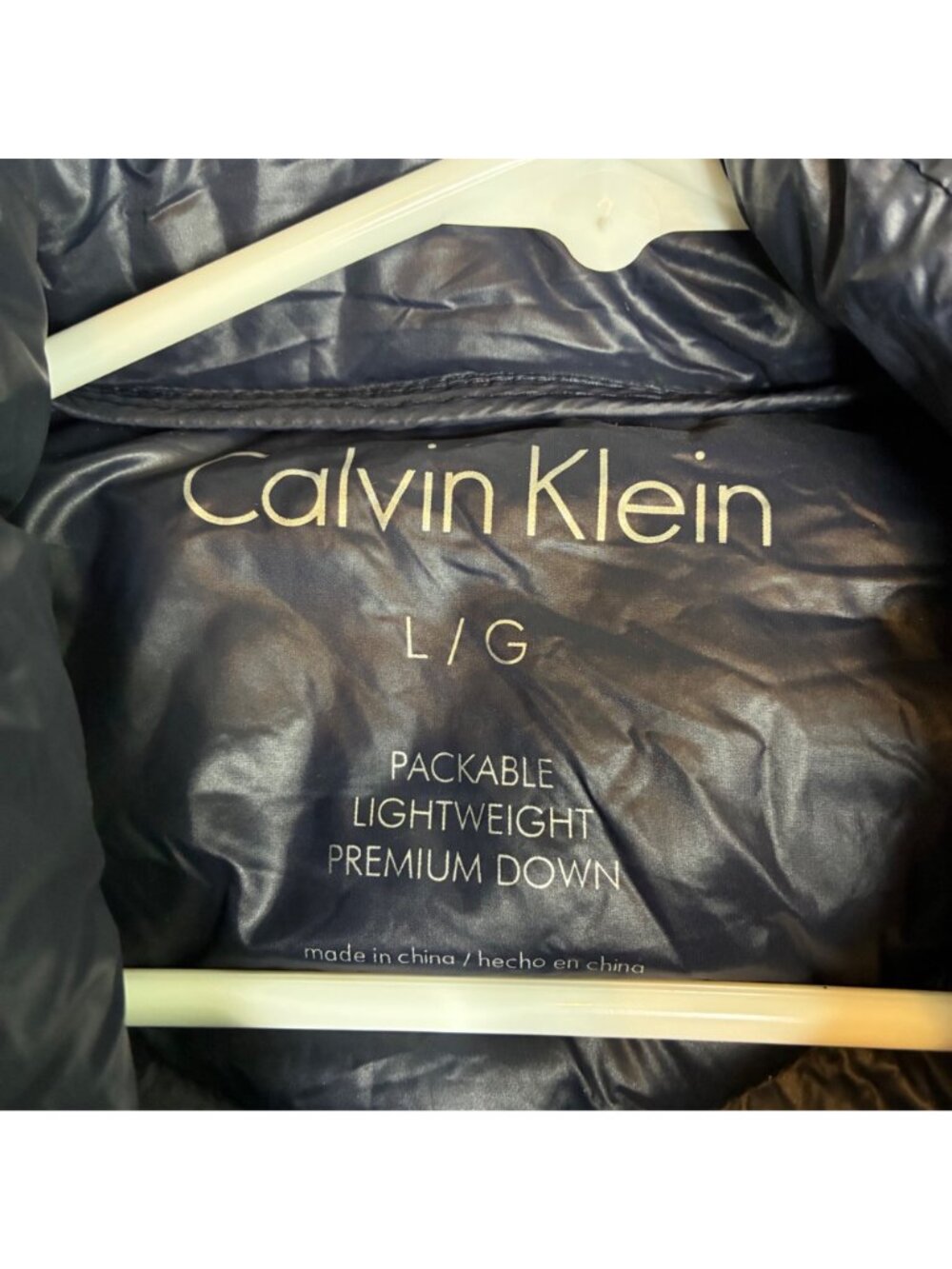 Calvin Klein Womens Packable Lightweight Down Puffer Coat With Hood Navy Large - Picture 4 of 10